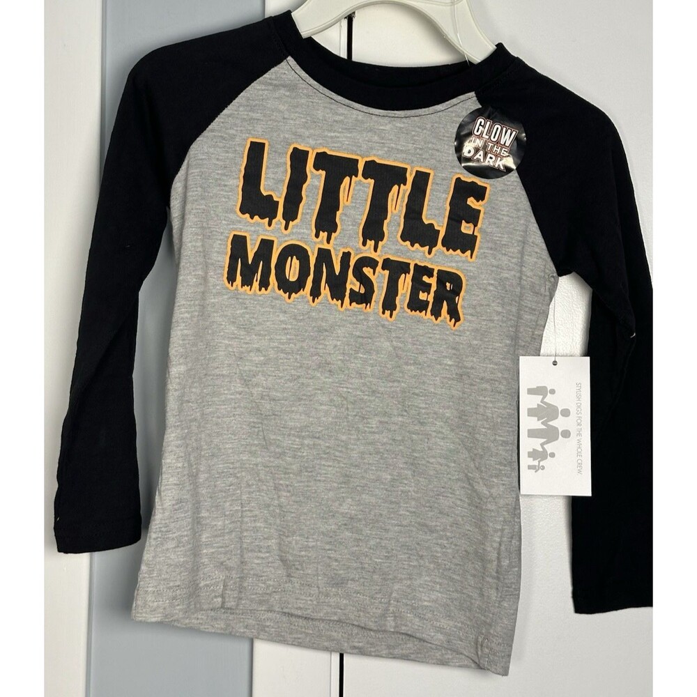 NWT 10Threads Little Monster Baseball T-Shirt Size 4 - Glow in the Dark